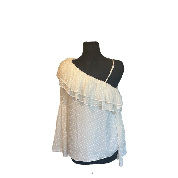 PARKER - Lima Swiss Dot One Shoulder Blouse in  white  Size. XS - Picture 3 of 4
